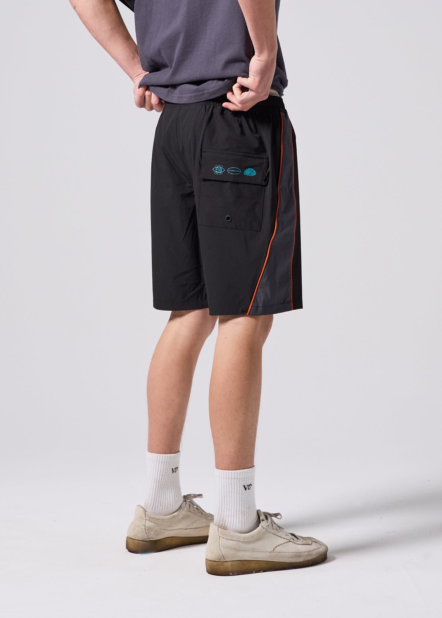 DAILY RIDE NETWORK PANEL SHORT : BLACK GREY