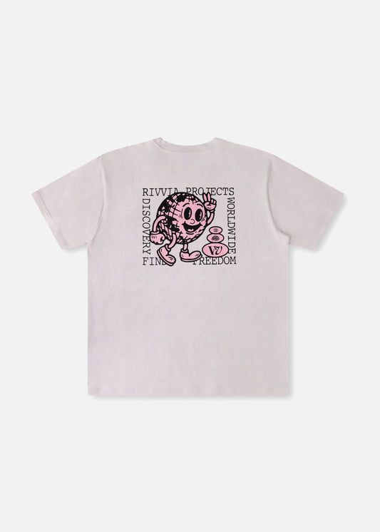 HAPPY GLOBE T-SHIRT : BONE