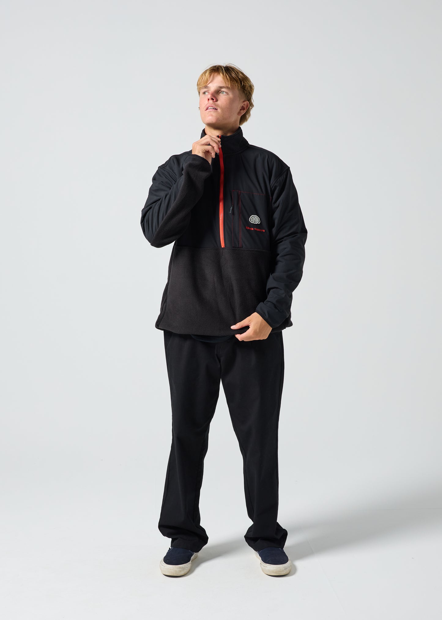 PROJECTS 1/2 ZIP POLAR FLEECE : BLACK/RED