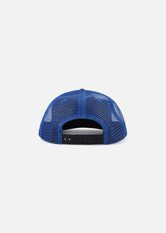 RIVVIA PUFF TRUCKER CAP : BLACK/BLUE