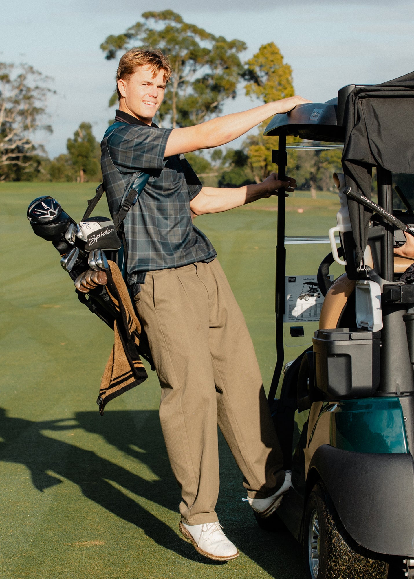 RPL SS POLO : BROWN BLACK PLAID