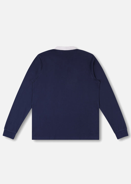 SCATTER BRAIN LS RUGBY POLO : DARK NAVY