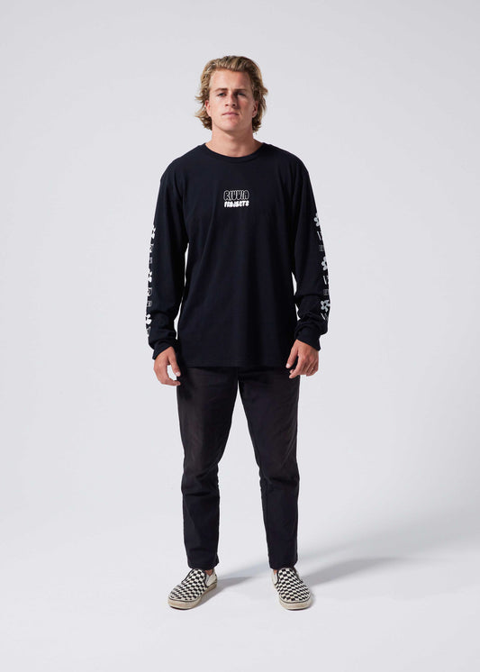 FLOWER MAP LS T-SHIRT : BLACK