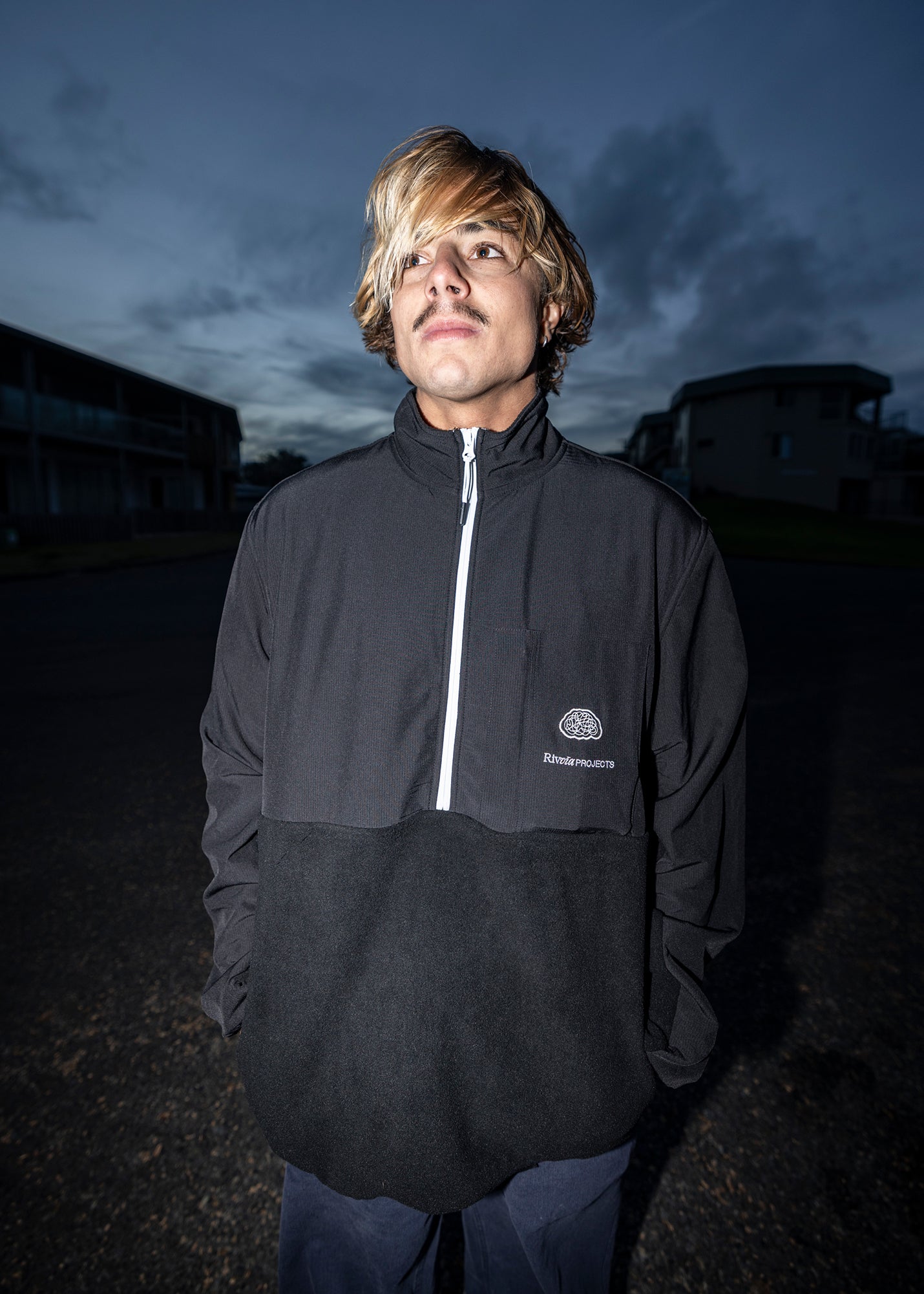 PROJECTS 1/2 ZIP POLAR FLEECE : BLACK BONE