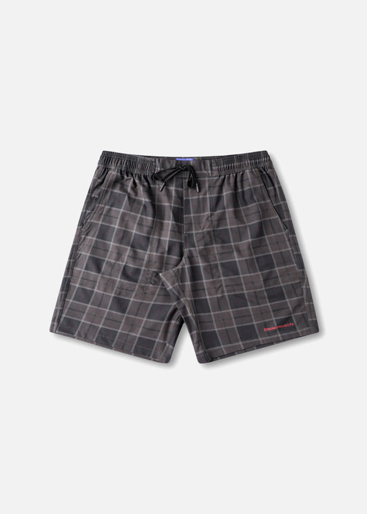 DAILY GRIND 20" SHORT : BROWN BLACK PLAID
