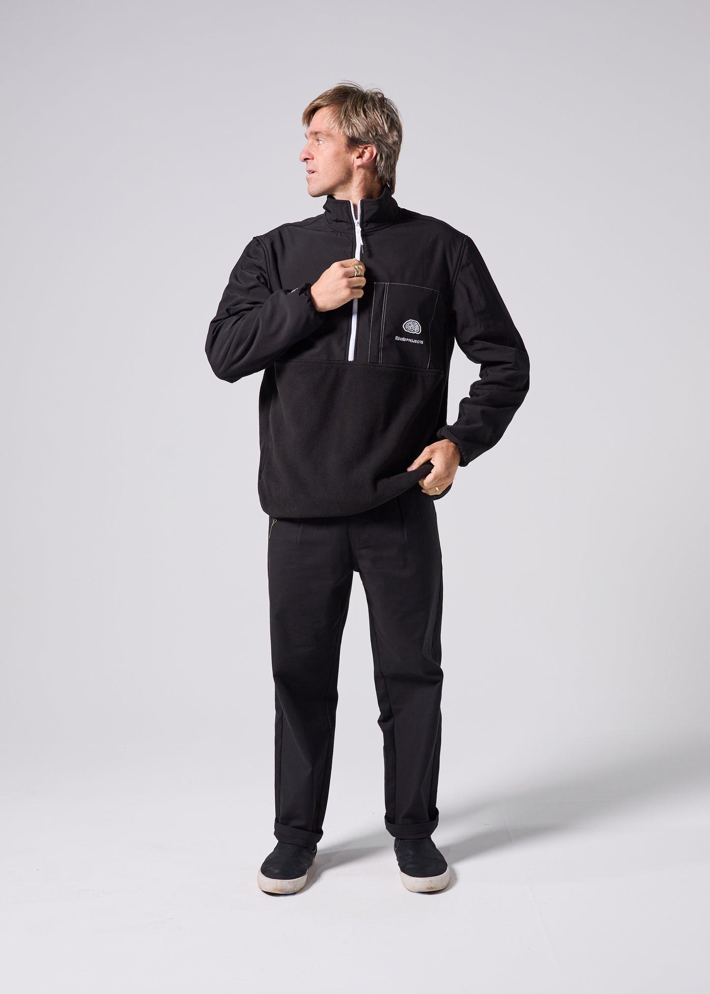 PROJECTS 1/2 ZIP POLAR FLEECE : BLACK BONE