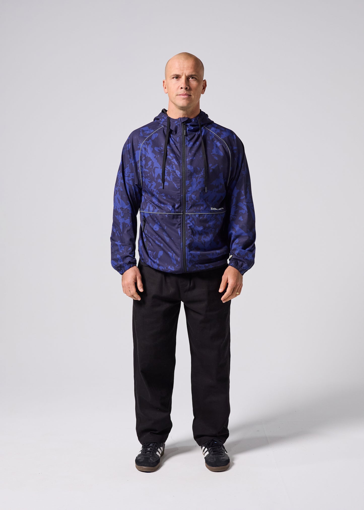 DECORATIVE SPRAY JACKET : BLUE BLACK