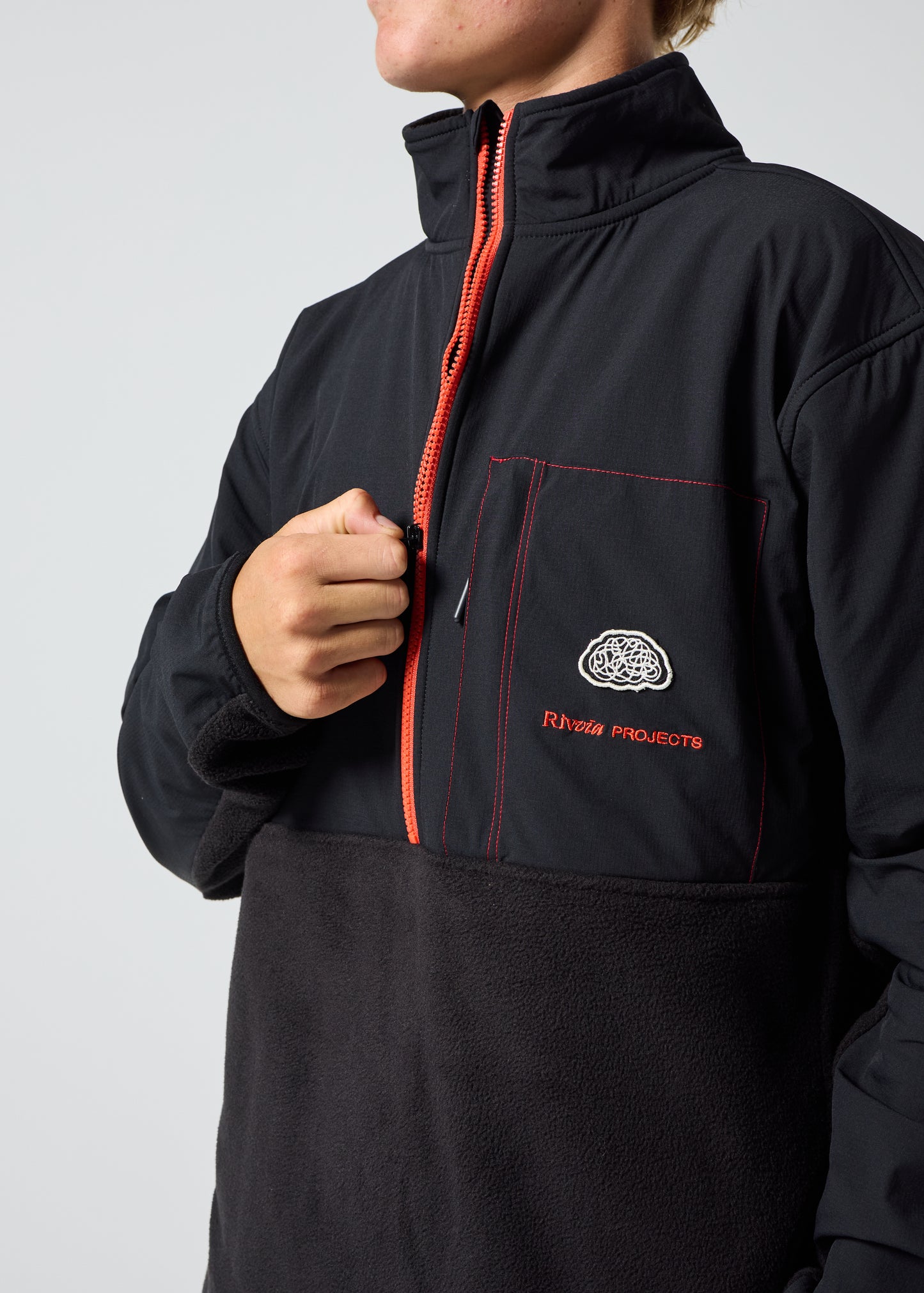 PROJECTS 1/2 ZIP POLAR FLEECE : BLACK/RED