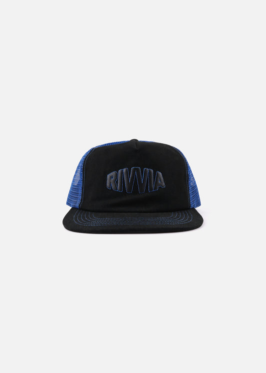 RIVVIA PUFF TRUCKER CAP : BLACK/BLUE