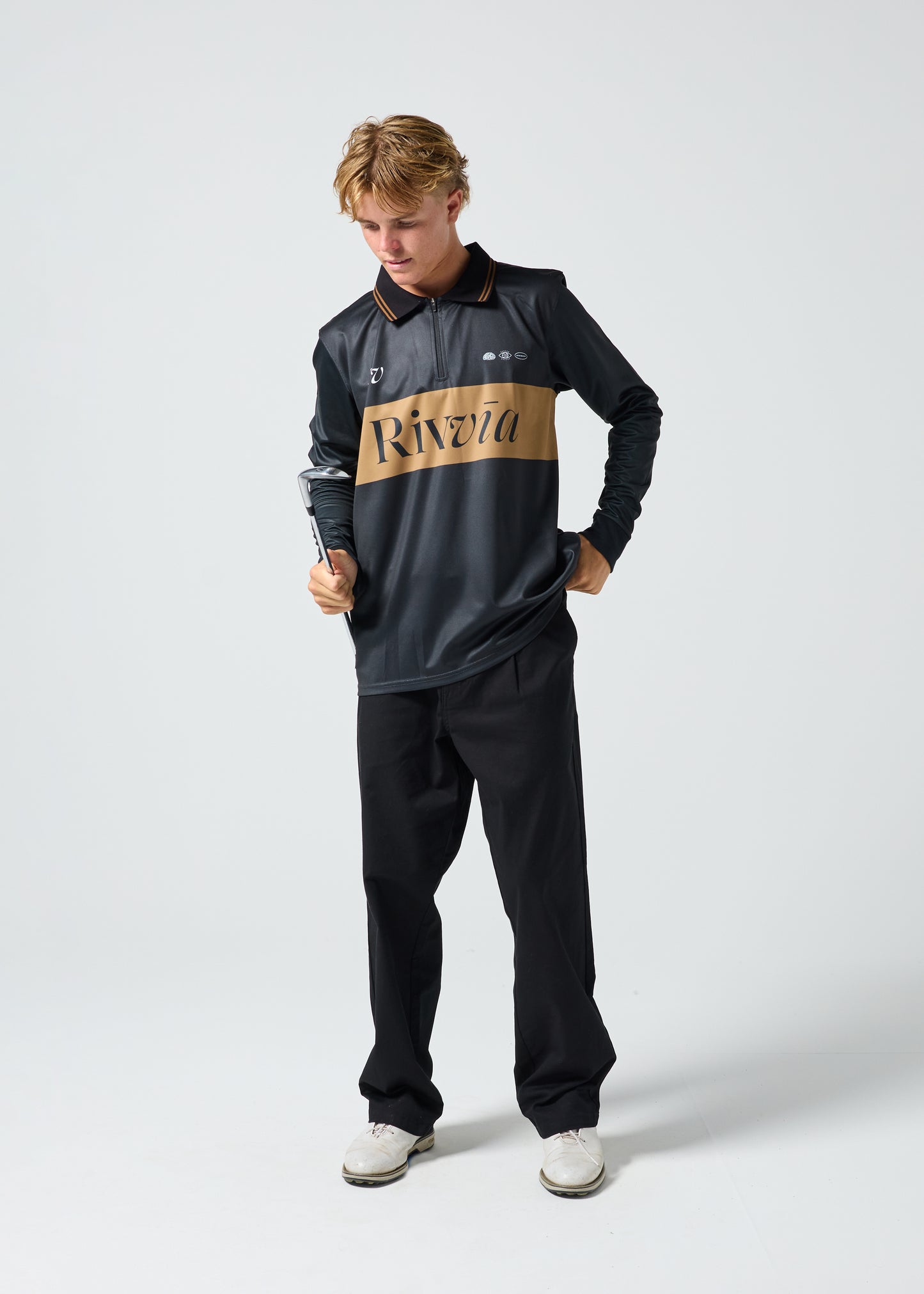 TEAM VV TRACK LS POLO : BROWN/BLACK