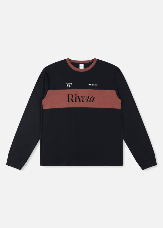 TRACK LS T-SHIRT : BLACK/BROWN
