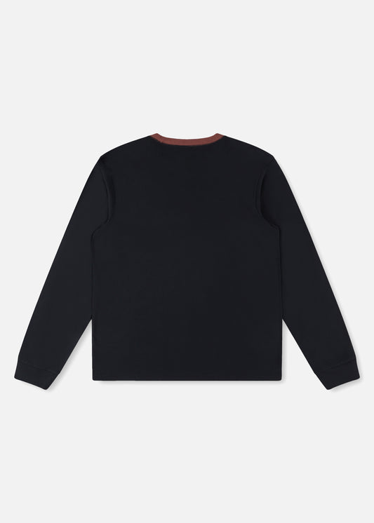 TRACK LS T-SHIRT : BLACK/BROWN