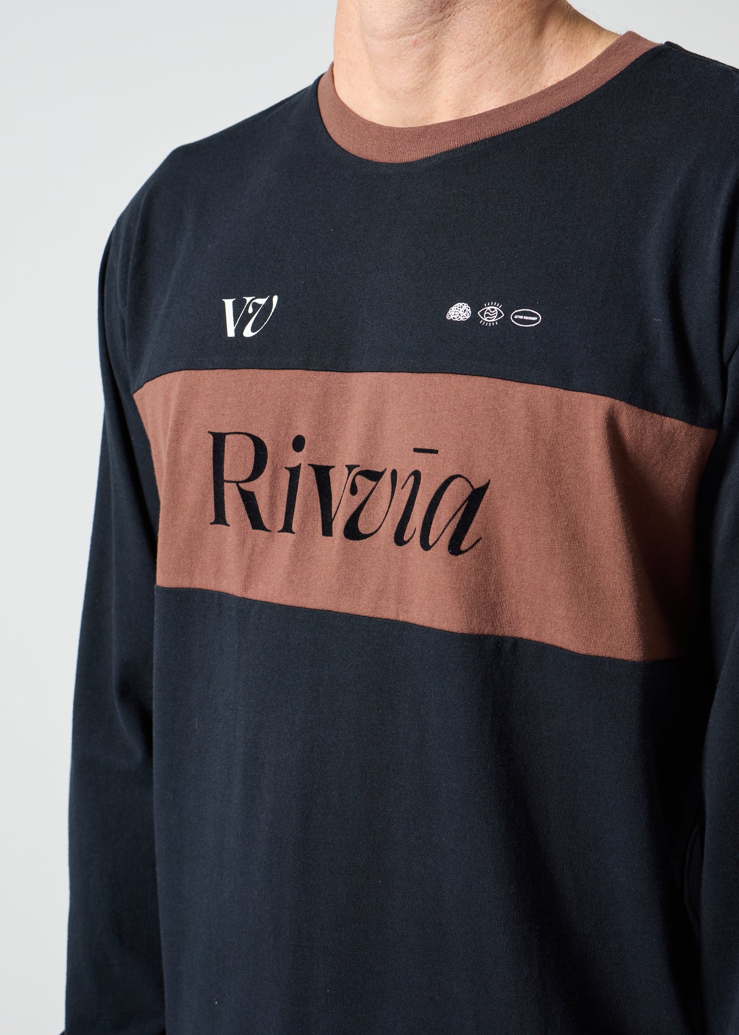 TRACK LS T-SHIRT : BLACK/BROWN