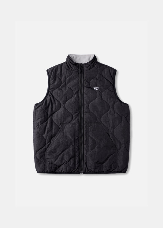 VV QUILTED REVERSIBLE VEST : GREY BLACK