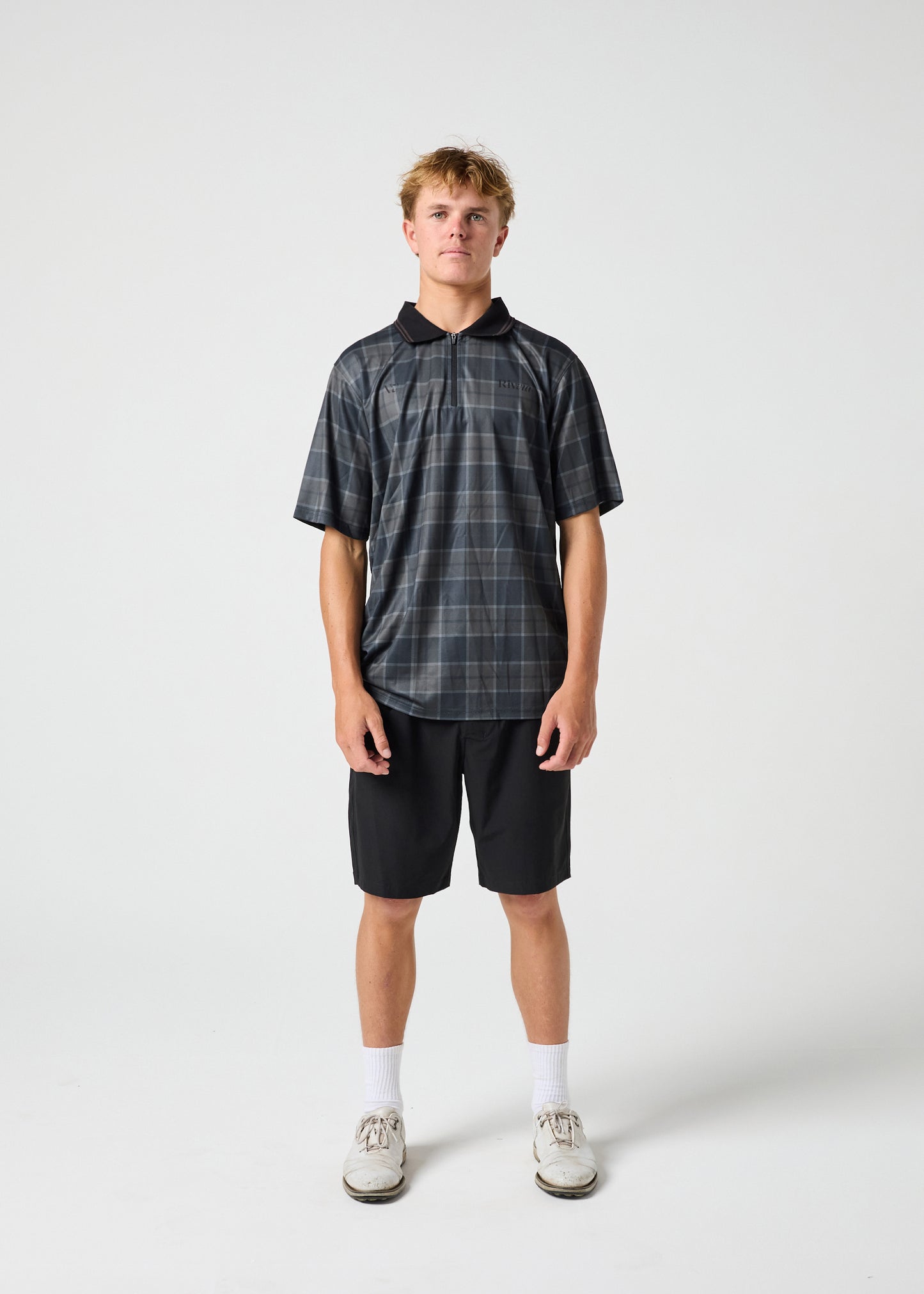 RPL SS POLO : BROWN BLACK PLAID