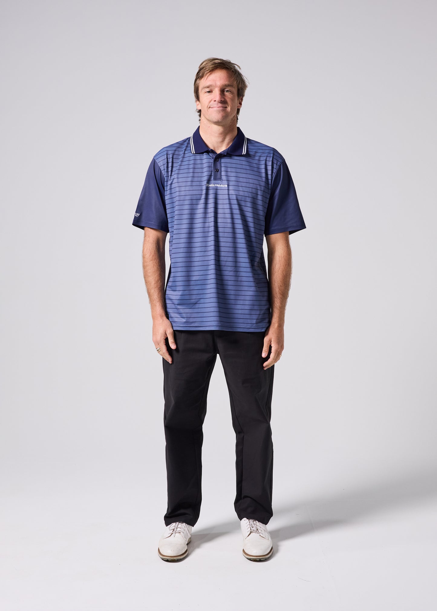 BORDER RELAXED-FIT POLO : NAVY