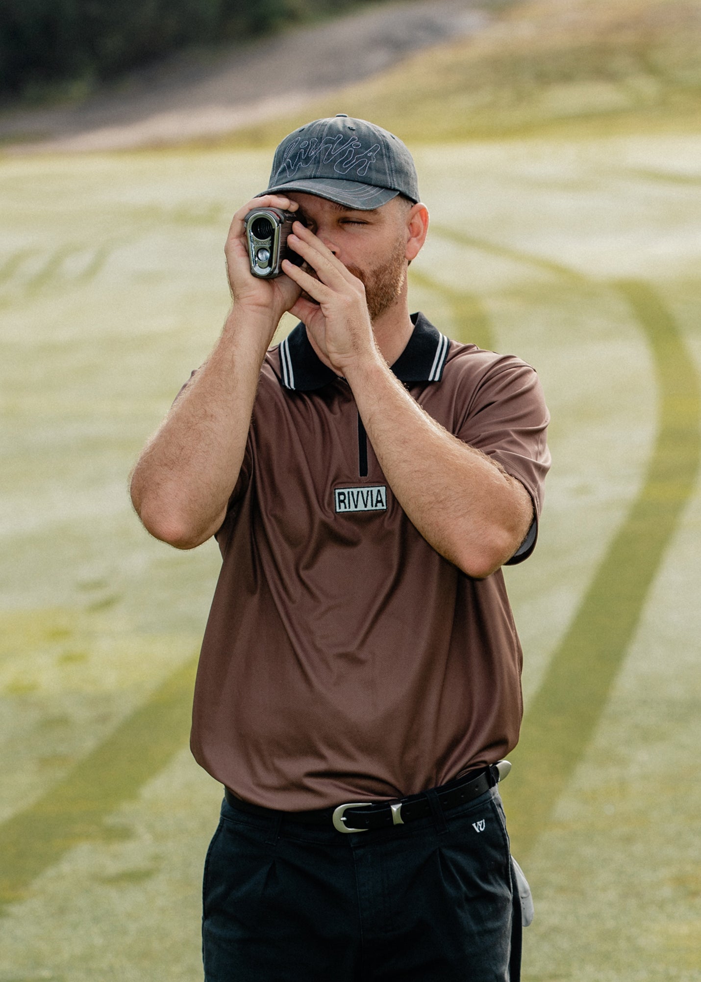 BOX LOGO POLO : BROWN
