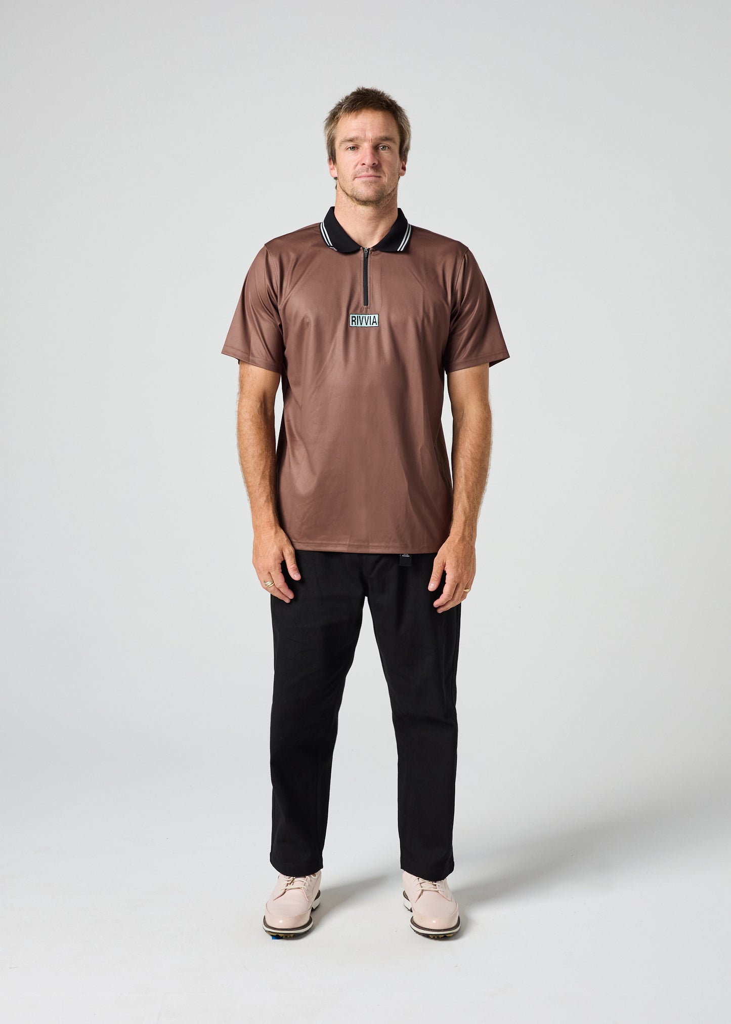 BOX LOGO POLO : BROWN