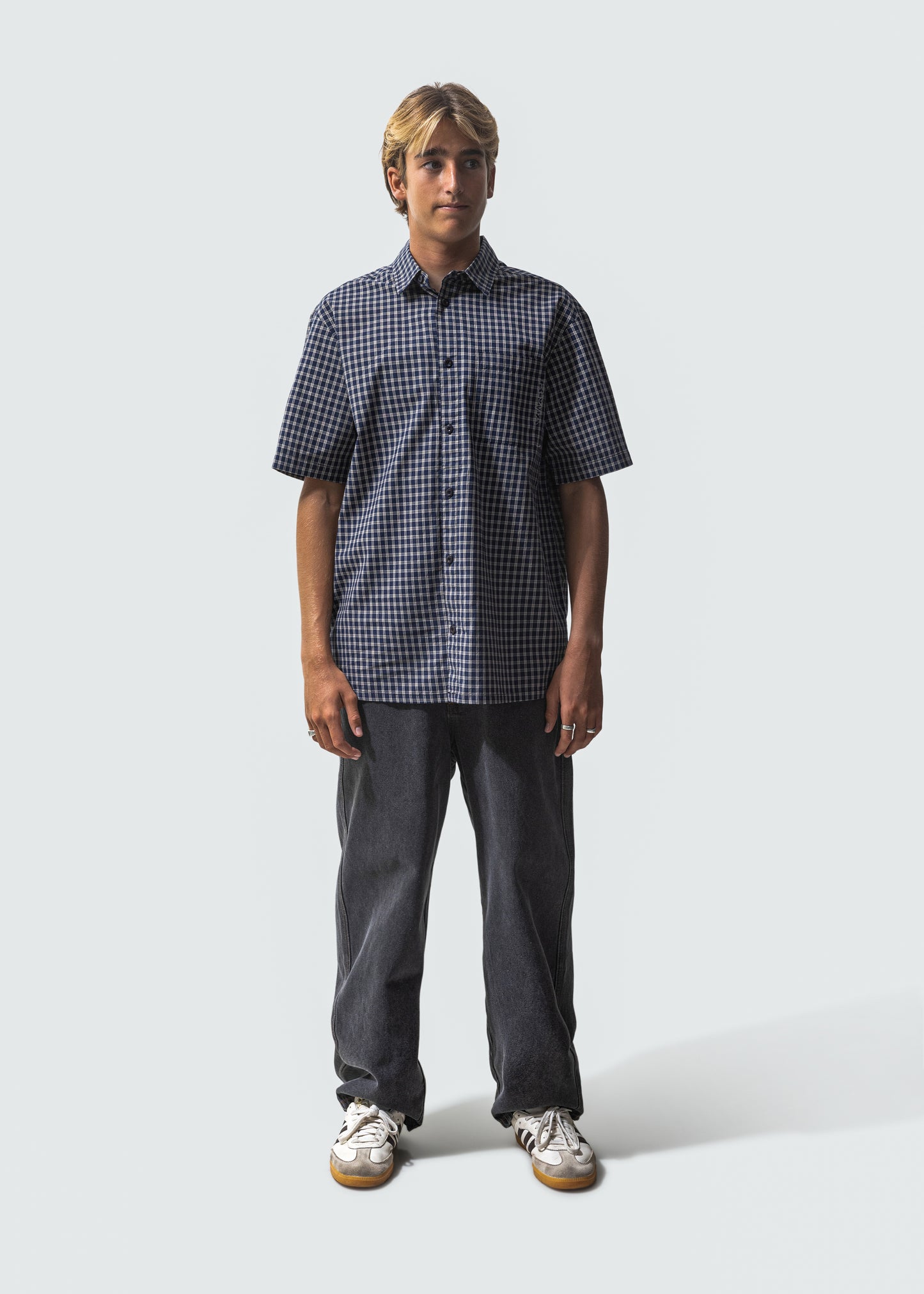 UNCOMMON CHECK SS SHIRT : BLUE