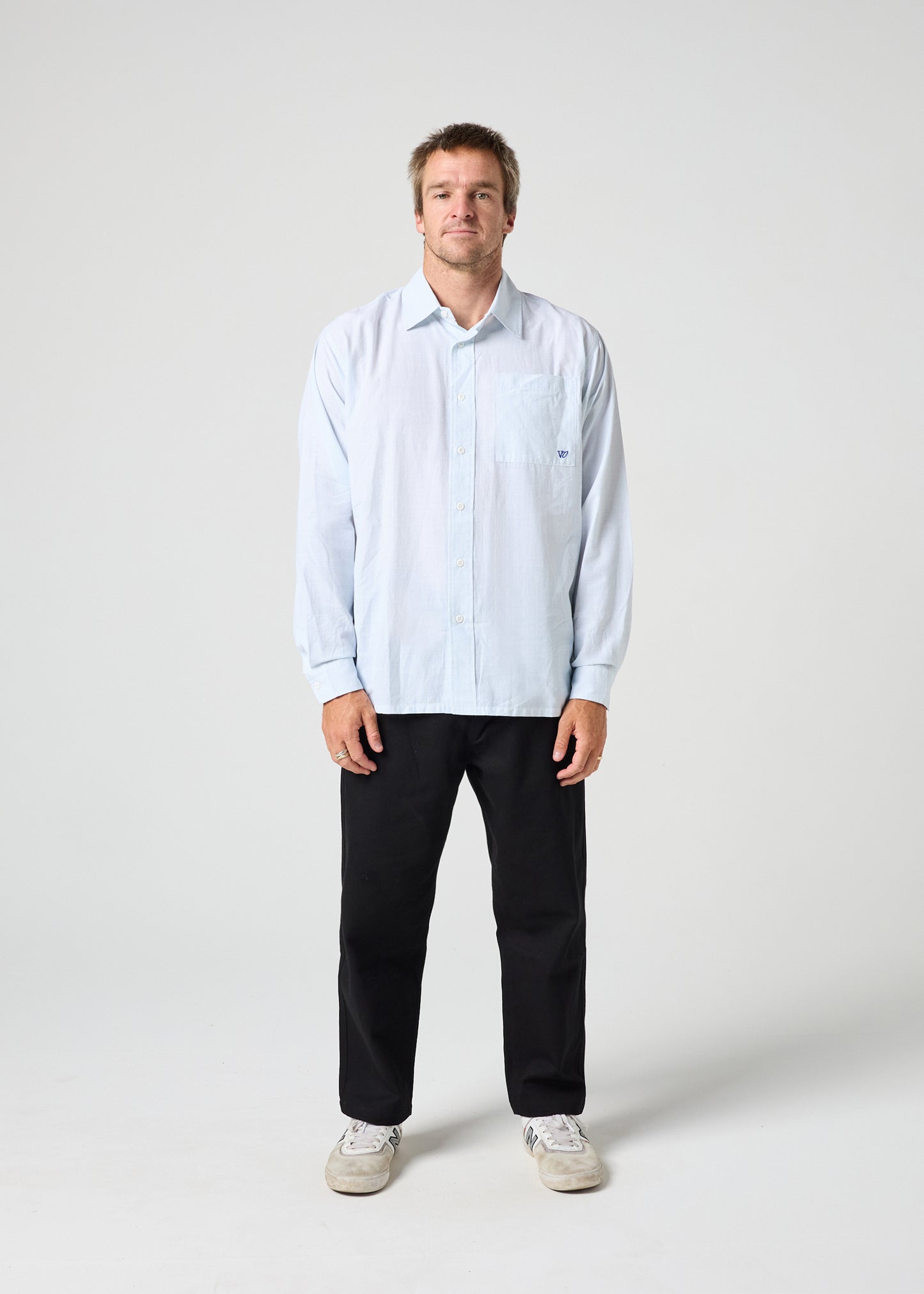 DAILY STRIPE LS SHIRT : BLUE WHITE
