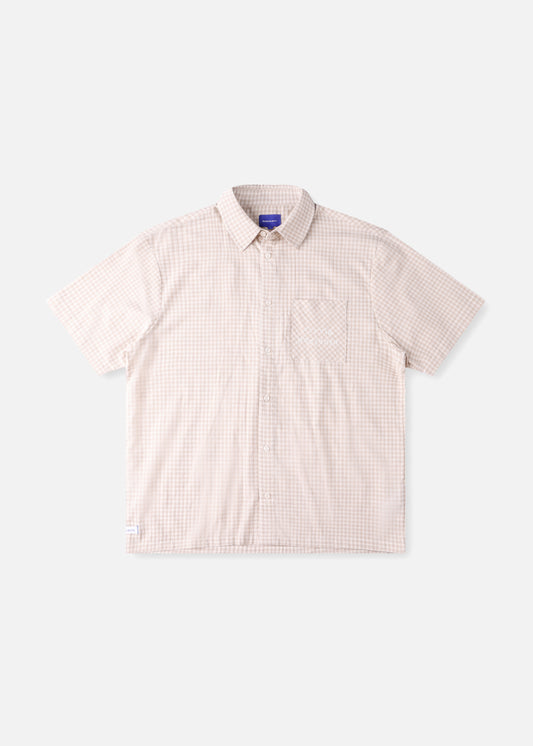 OPEN MIND CHECK SS SHIRT : BEIGE CHECK