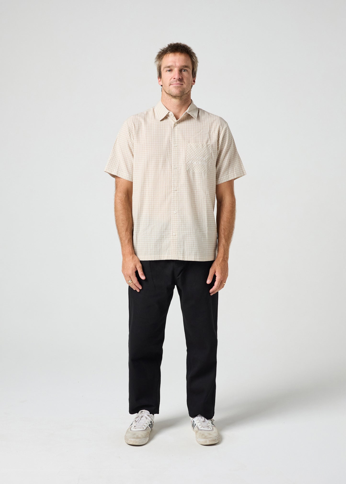 OPEN MIND CHECK SS SHIRT : BEIGE CHECK