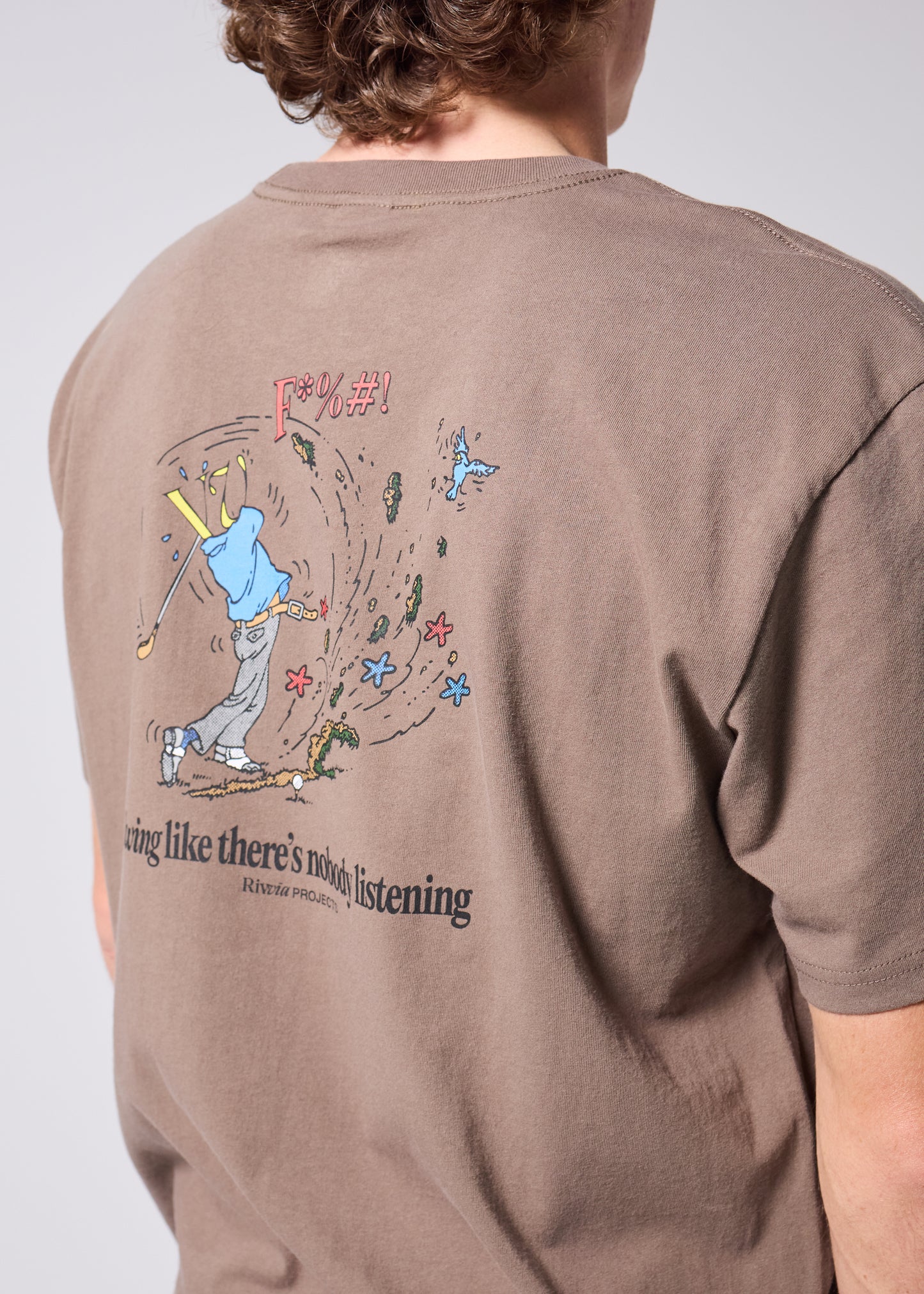 NOBODY LISTENING T-SHIRT : WASHED BROWN