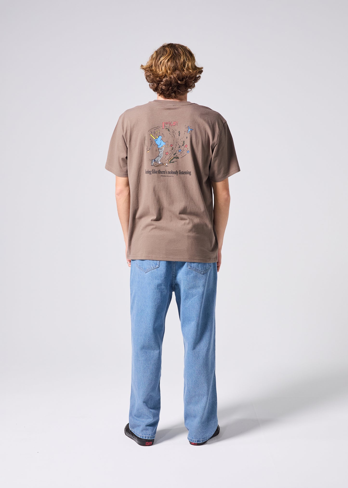 NOBODY LISTENING T-SHIRT : WASHED BROWN