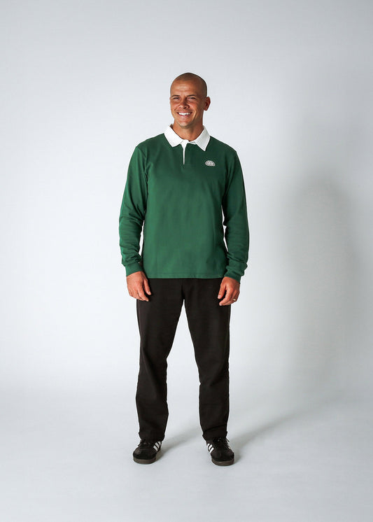 SCATTER BRAIN LS RUGBY POLO : PINE