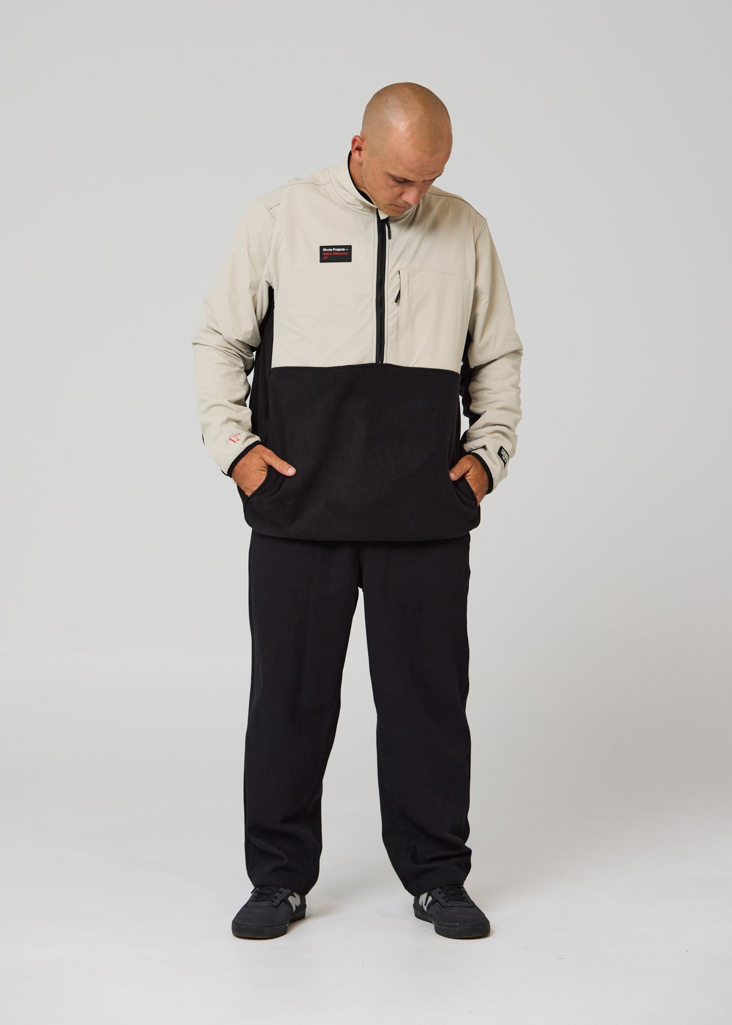 BLUR 1/2 ZIP POLAR FLEECE : BLACK BONE – rivviaprojects_aus