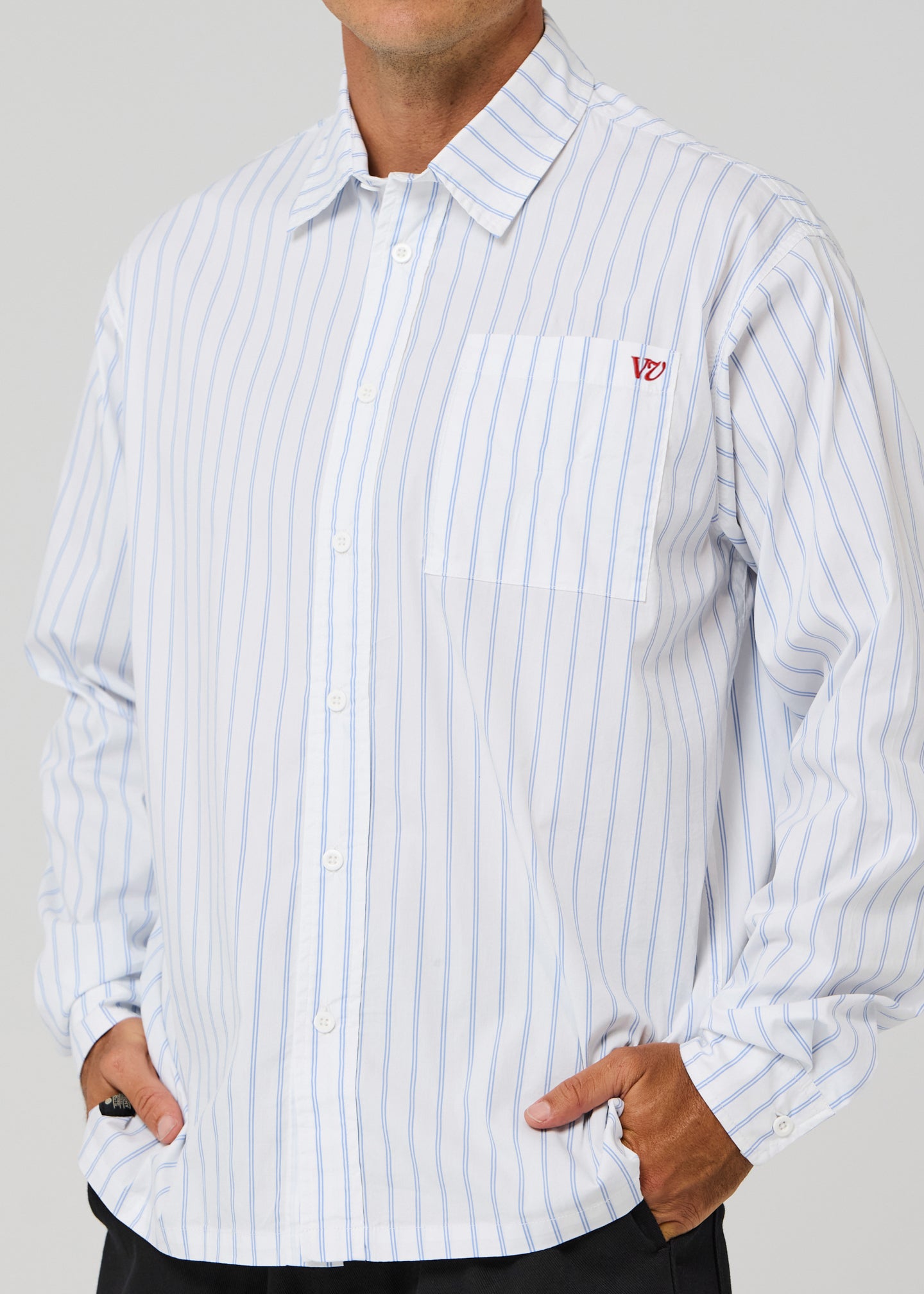 PROJECTS STRIPE LS SHIRT : WHITE BLUE