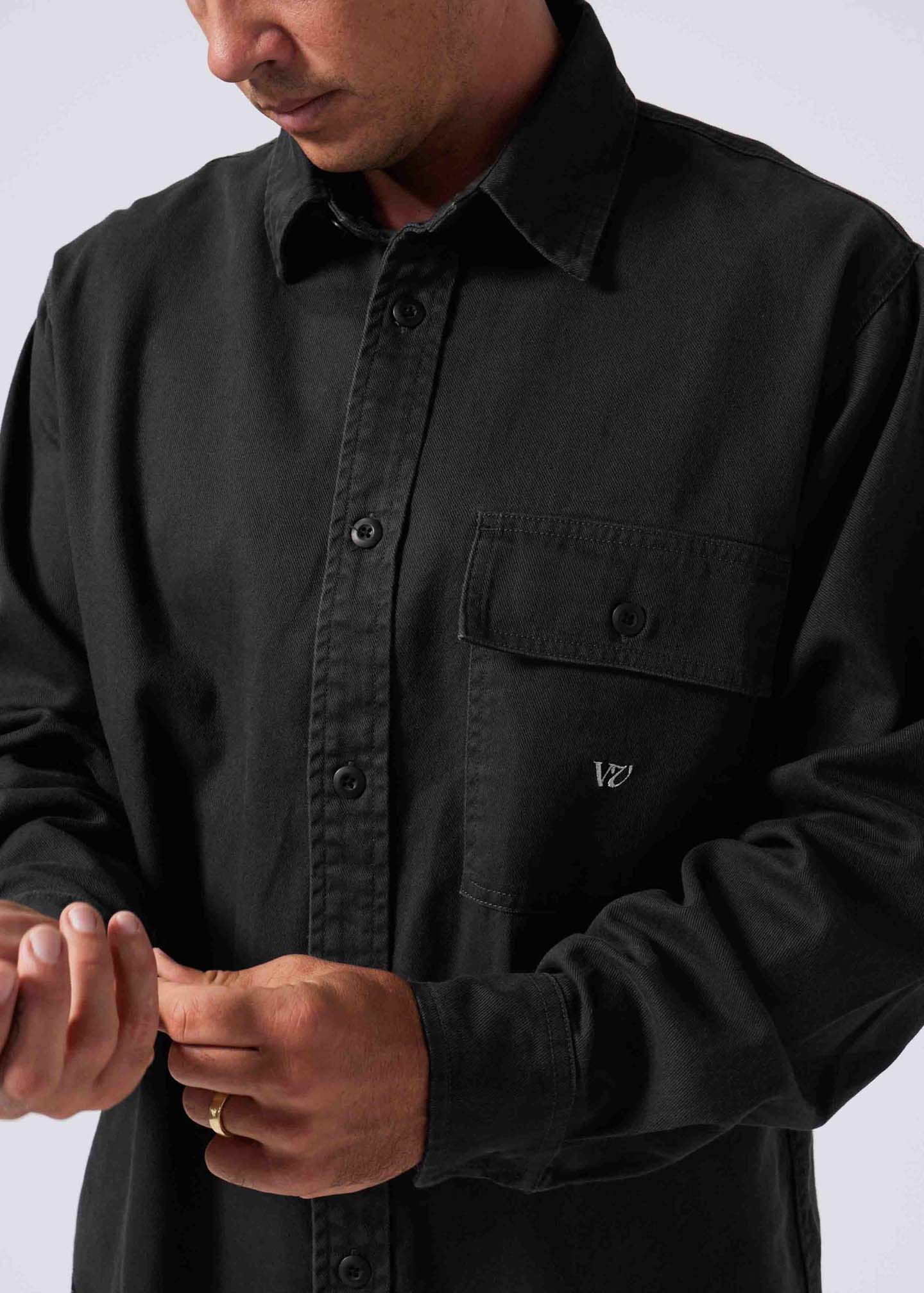 OFF TRACK LS SHIRT : WASHED BLACK