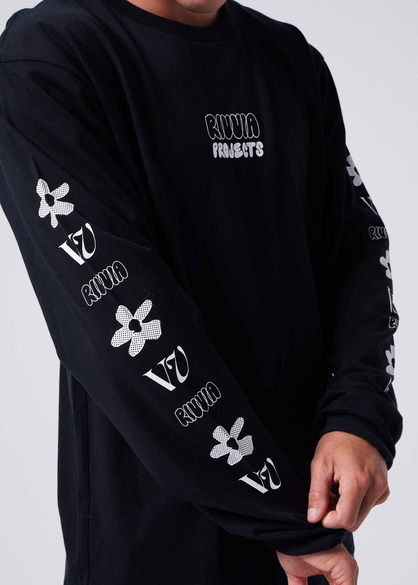 FLOWER MAP LS T-SHIRT  : BLACK