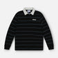 NAVIGATING STRIPES LS RUGBY POLO : BLACK/BLUE