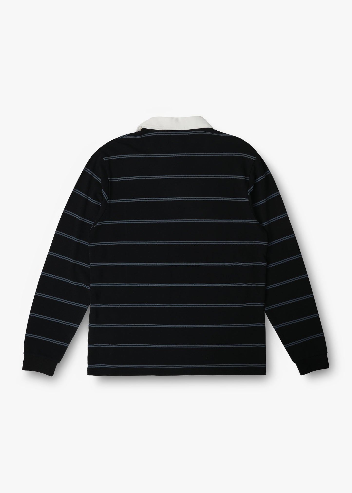 NAVIGATING STRIPES LS RUGBY POLO : BLACK/BLUE