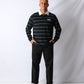 NAVIGATING STRIPES LS RUGBY POLO : BLACK/BLUE