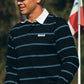 NAVIGATING STRIPES LS RUGBY POLO : BLACK/BLUE